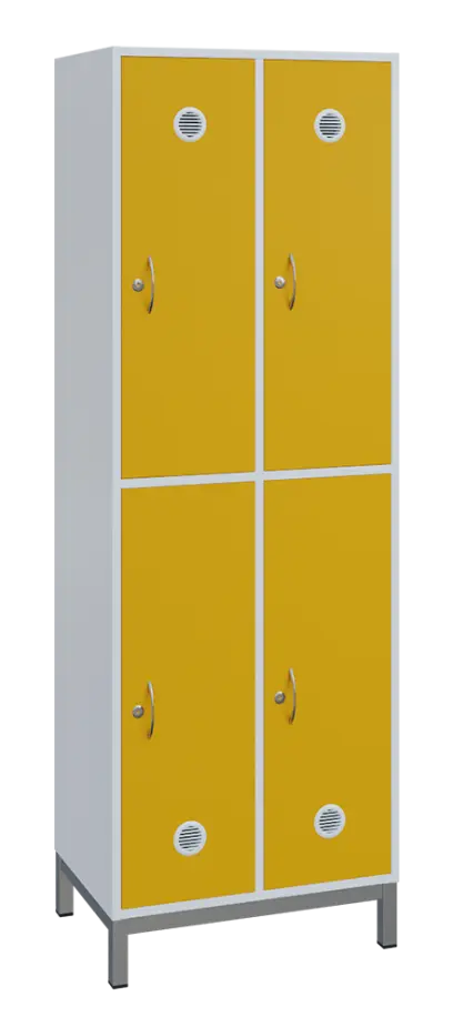 SBS-2222 šatní skříň 4-boxová, 1800x600x400 mm, kovové nohy, korpus bílý, dvířka žlutá odio SBS-2222 šatní skříň 4-boxová, 1800x600x400 mm, kovové nohy, korpus bílý, dvířka žlutá odio